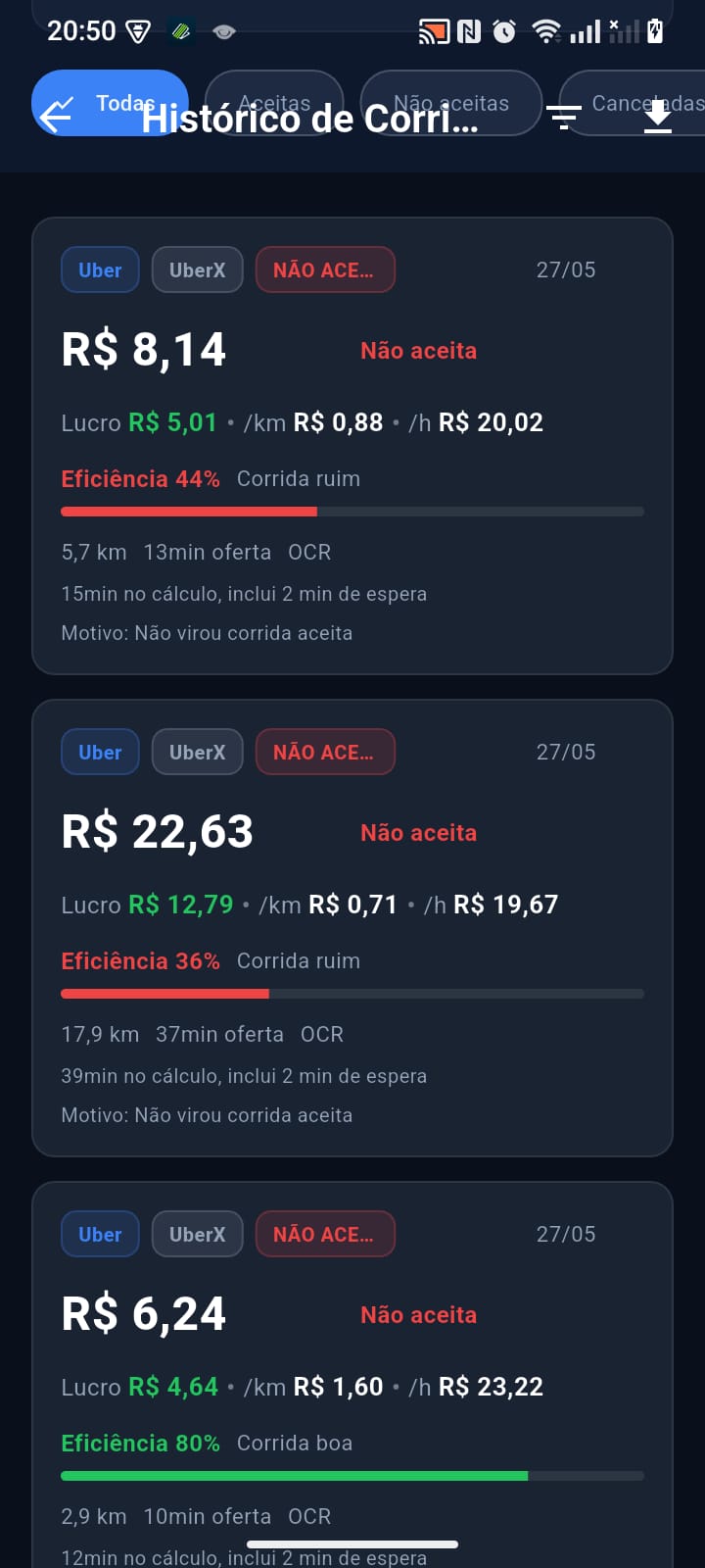 Overlay do Zygo sobre uma oferta da Uber